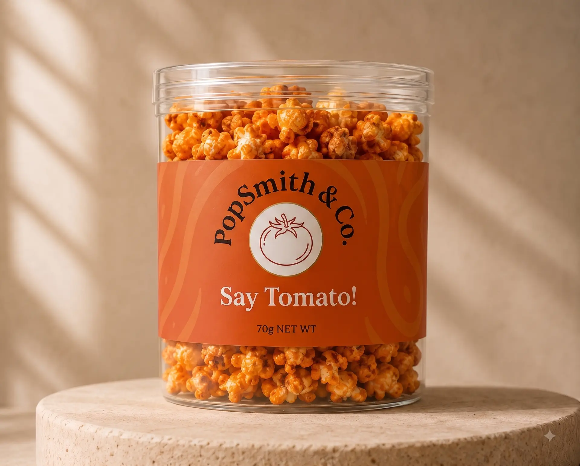 Tomat-Oh! gourmet popcorn tin by Popsmith & Co.