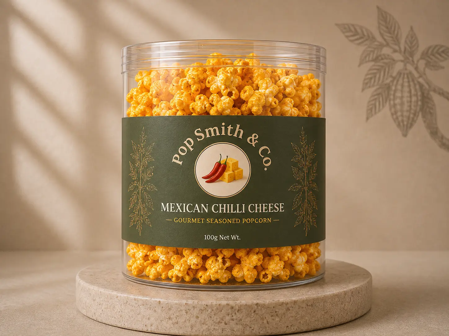 Mexican Chilli Cheese gourmet popcorn tin by Popsmith & Co.